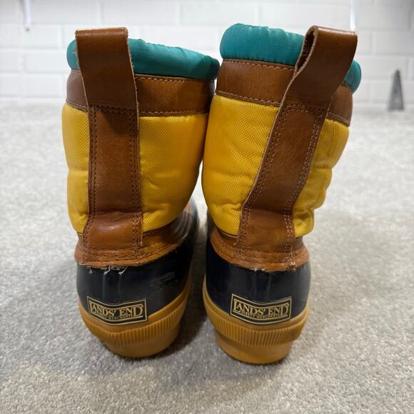 Vintage 90s Lands End Retro Snow Duck Winter Boots Colorblock Wms 9 Sherpa Apres - Picture 8 of 11